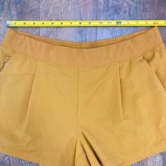 Athleta Textured Brooklyn Short In Tuscan Gold Mustard Yellow Activewear sz 16 - Picture 6 of 10